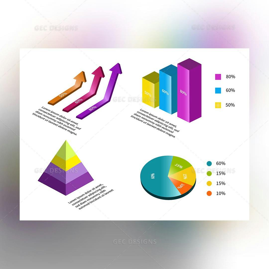 Isometric infographic elements vector collection
