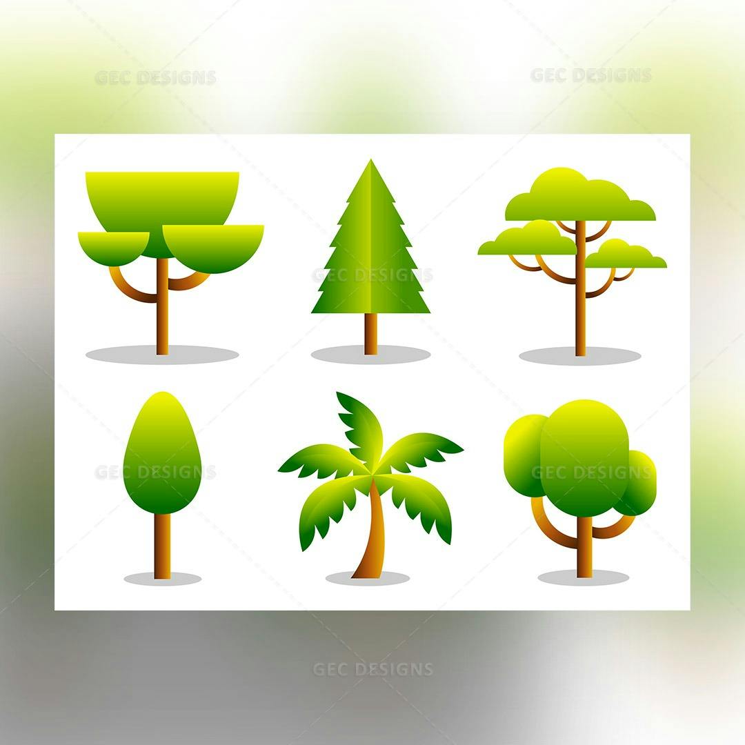 Isometric trees illustration bundle five