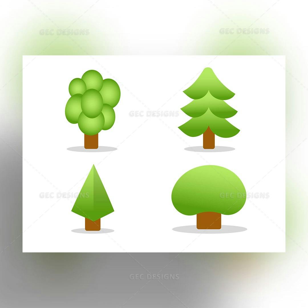 Isometric trees illustration bundle four