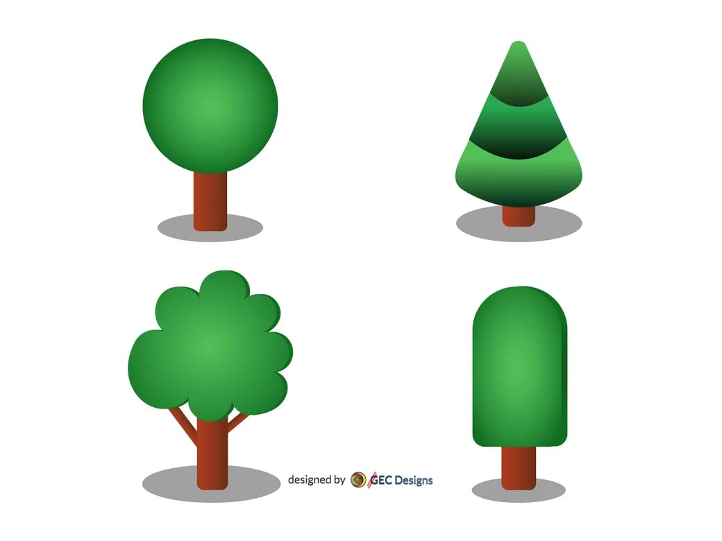 Isometric trees illustration bundle one