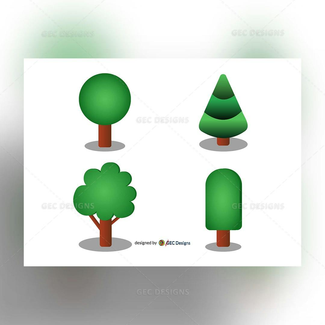 Isometric trees illustration bundle one