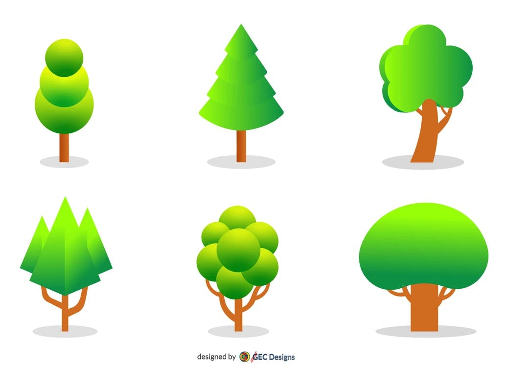 Isometric trees illustration bundle six