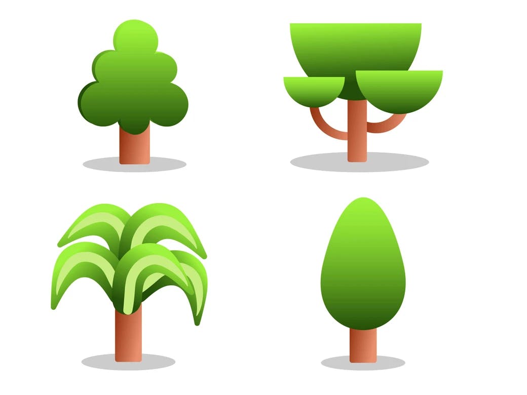 Isometric trees illustration bundle three