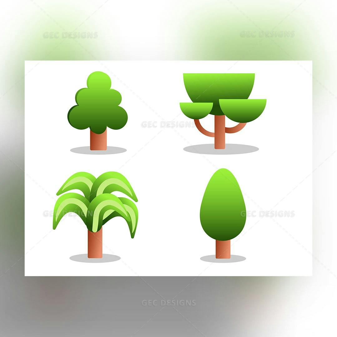 Isometric trees illustration bundle three