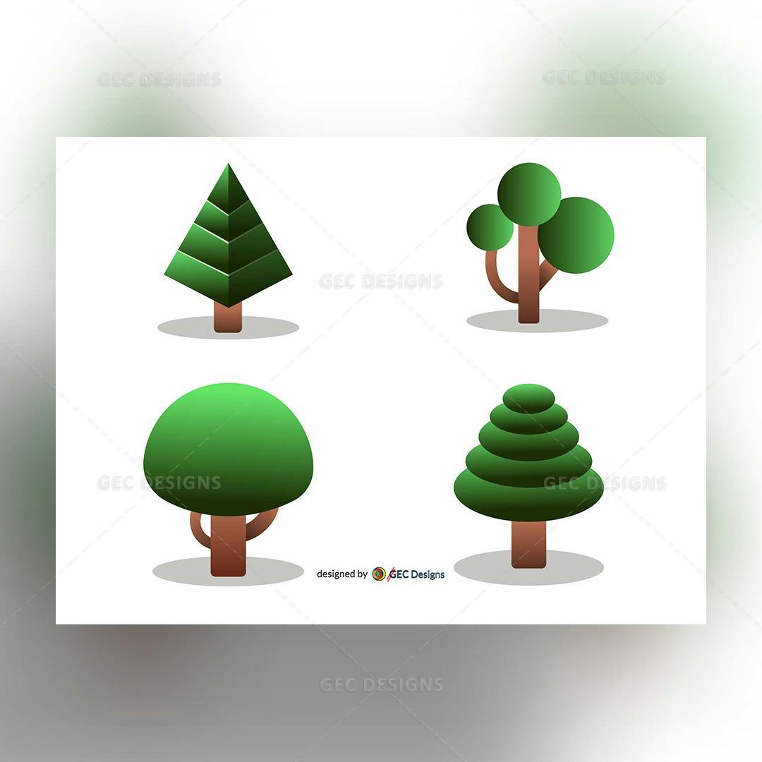Isometric trees illustration bundle two