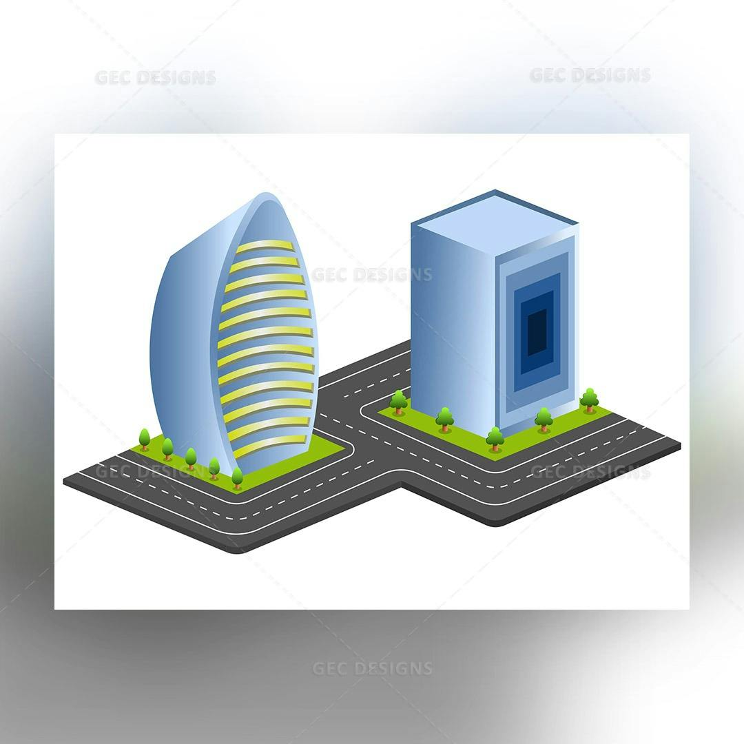 Office building isometric 3D illustration