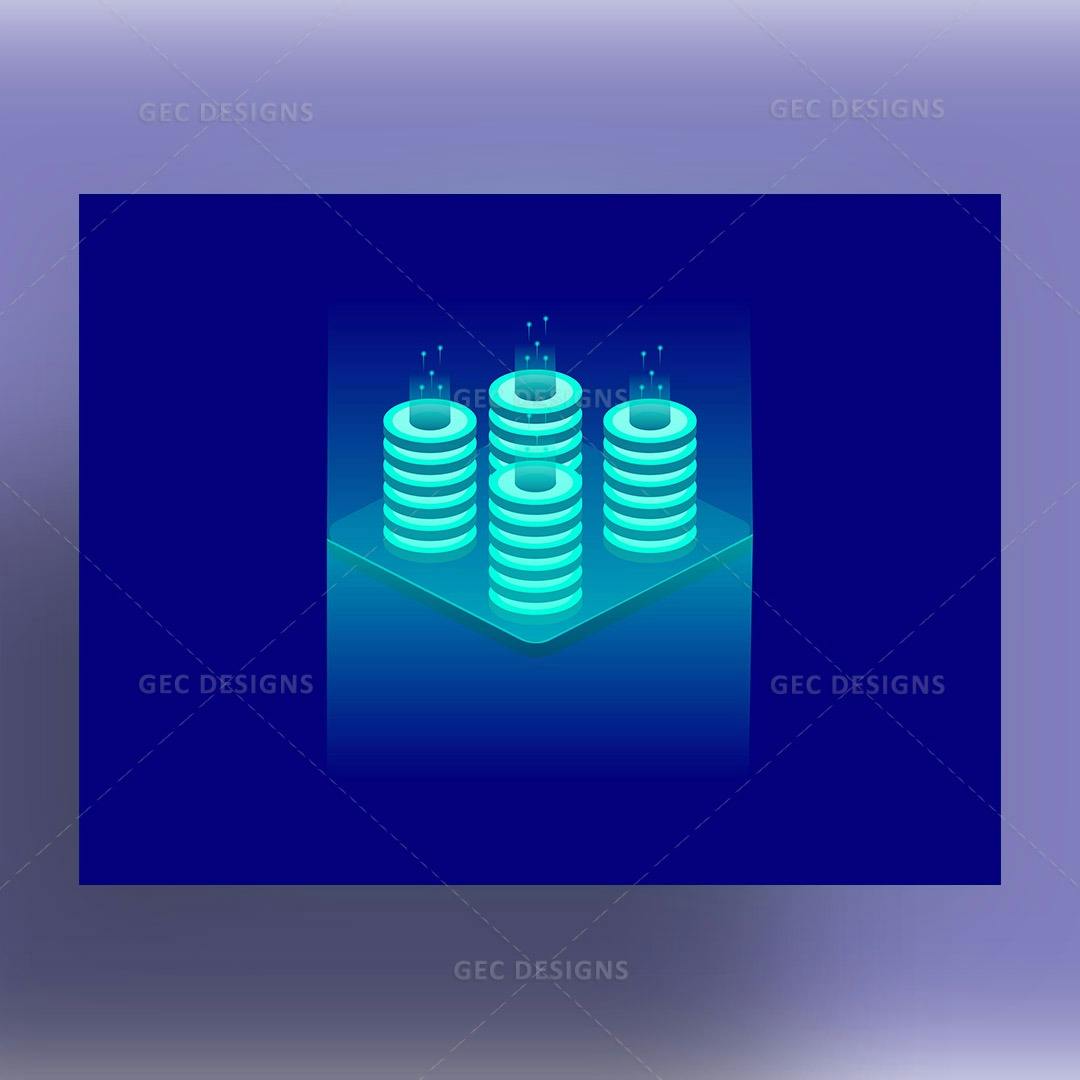 Server room concept data center isometric illustration #002