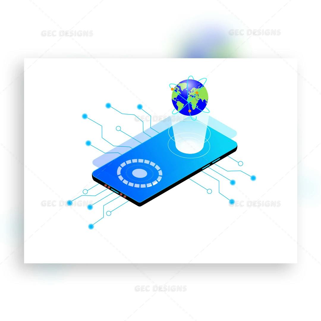 Tech on the Go Isometric Vector Illustration of Mobile Technology