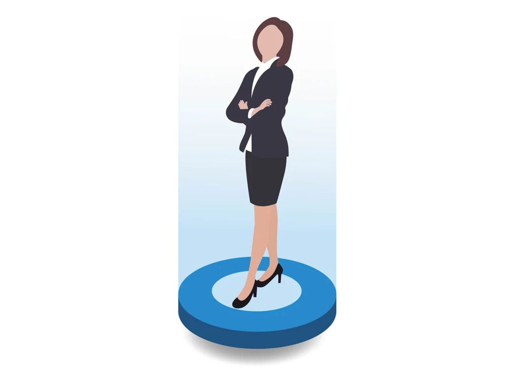 Woman entrepreneur isometric character vector illustration