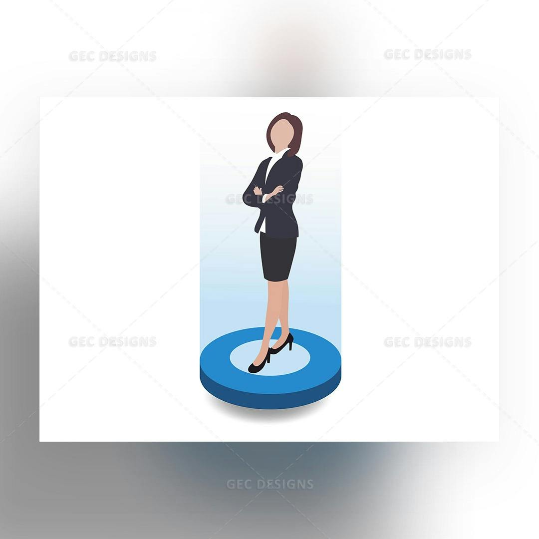 Woman entrepreneur isometric character vector illustration