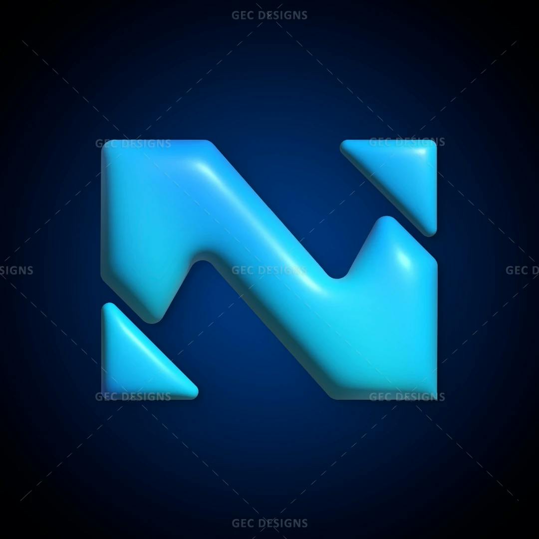 Geometric Alphabet letter N Vector Logo Design