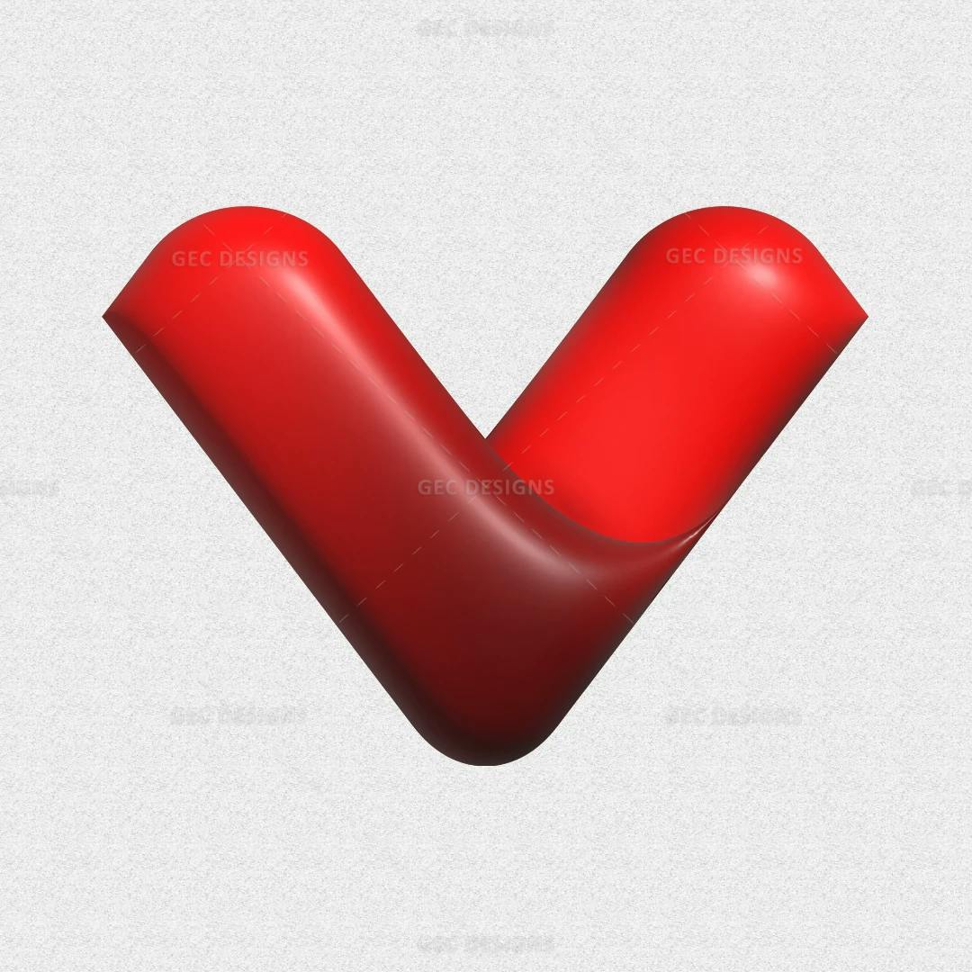 Minimalist 3D Logo Design Incorporating Letter V in Vector Format