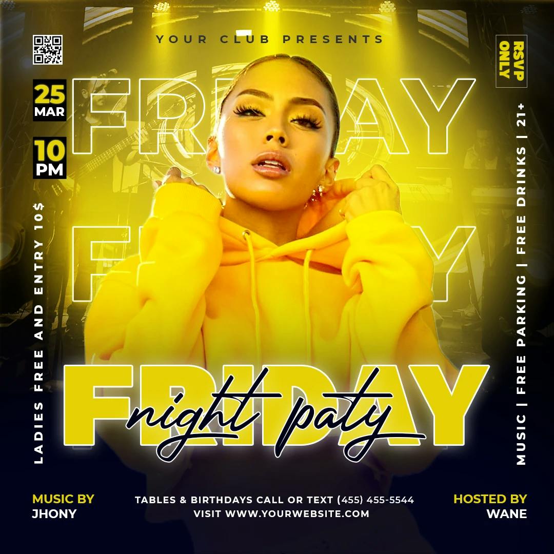 Friday night party animated poster template