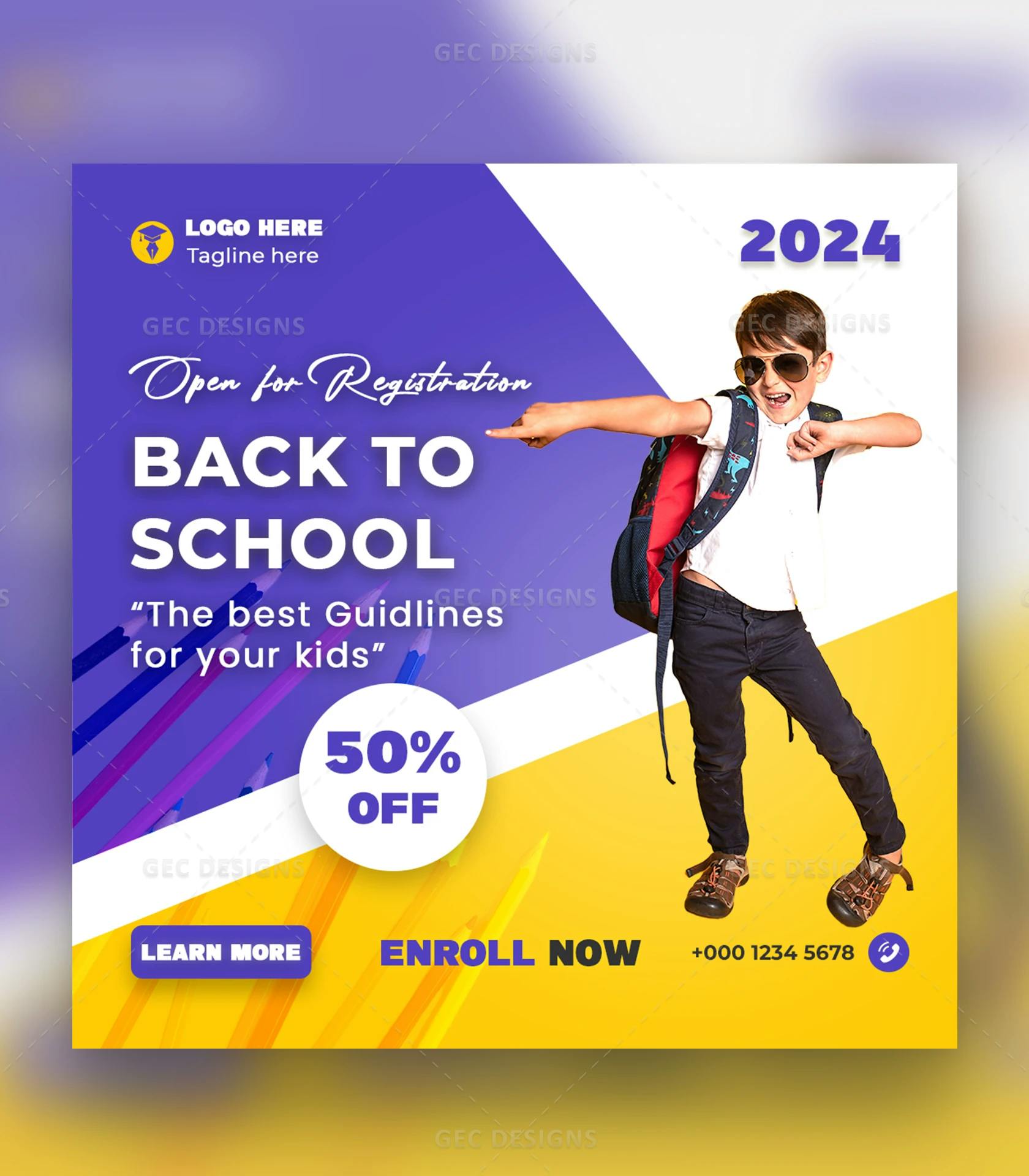 Back to school promotional Instagram poster Design