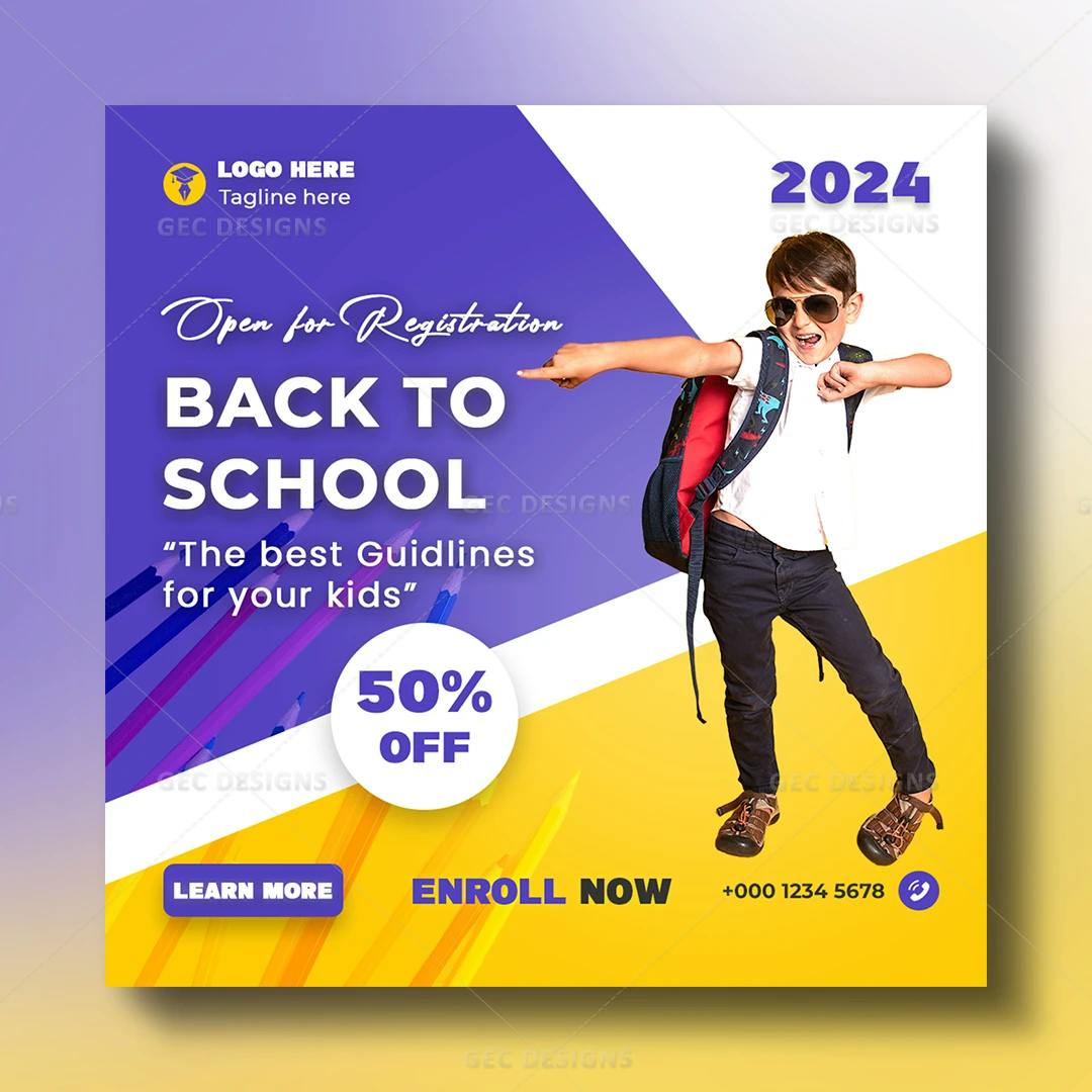 Back to school promotional Instagram poster Design