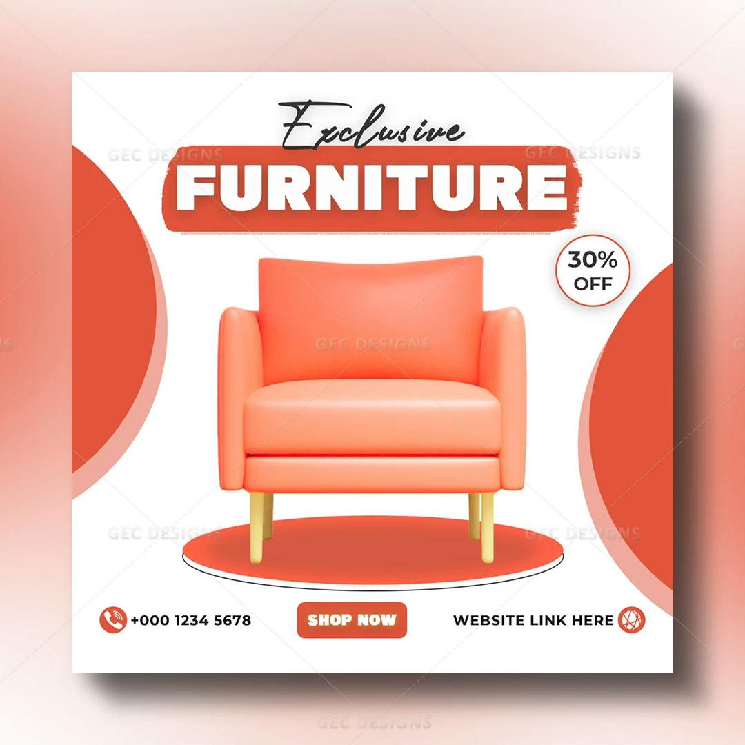 Furniture shop advertisement Instagram poster template