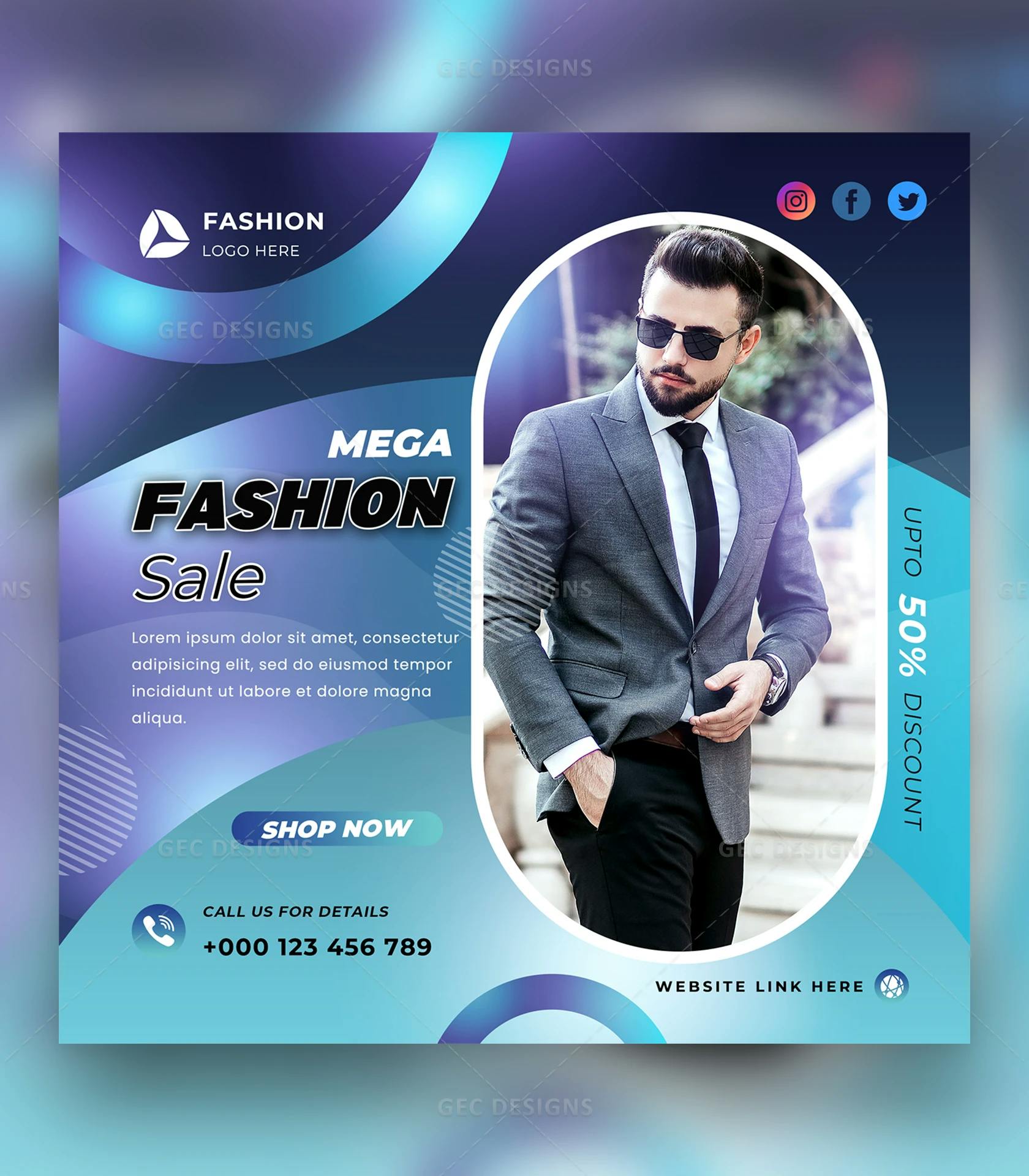 Mega Fashion Sales Promotion Instagram Poster Template