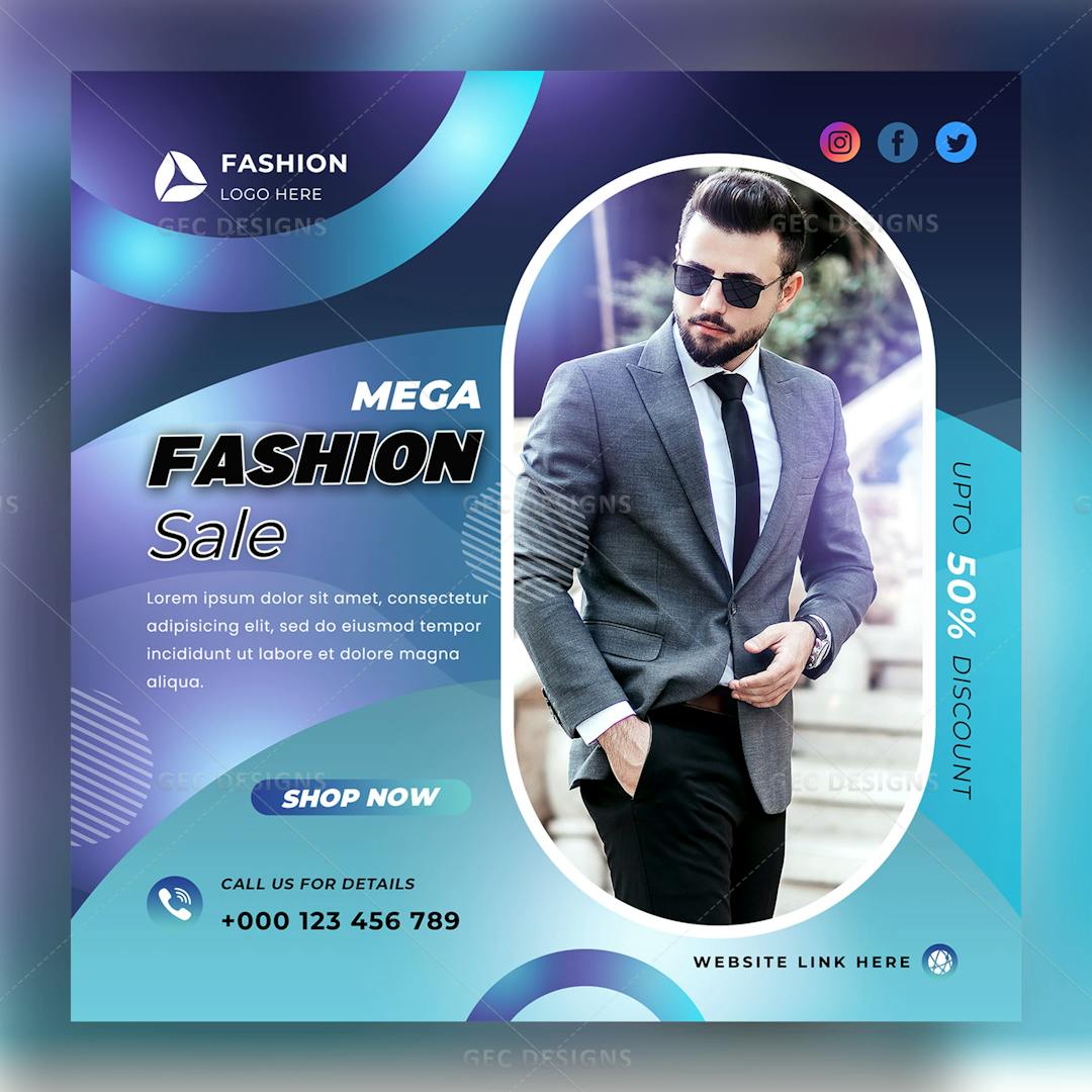 Mega Fashion Sales Promotion Instagram Poster Template