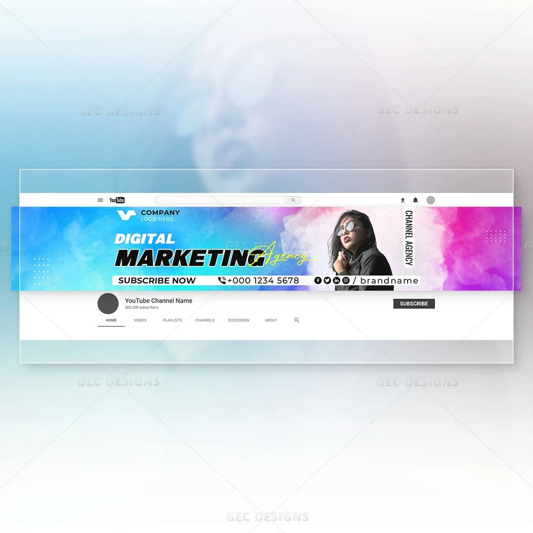 Professional YouTube channel Art Template for Businesses