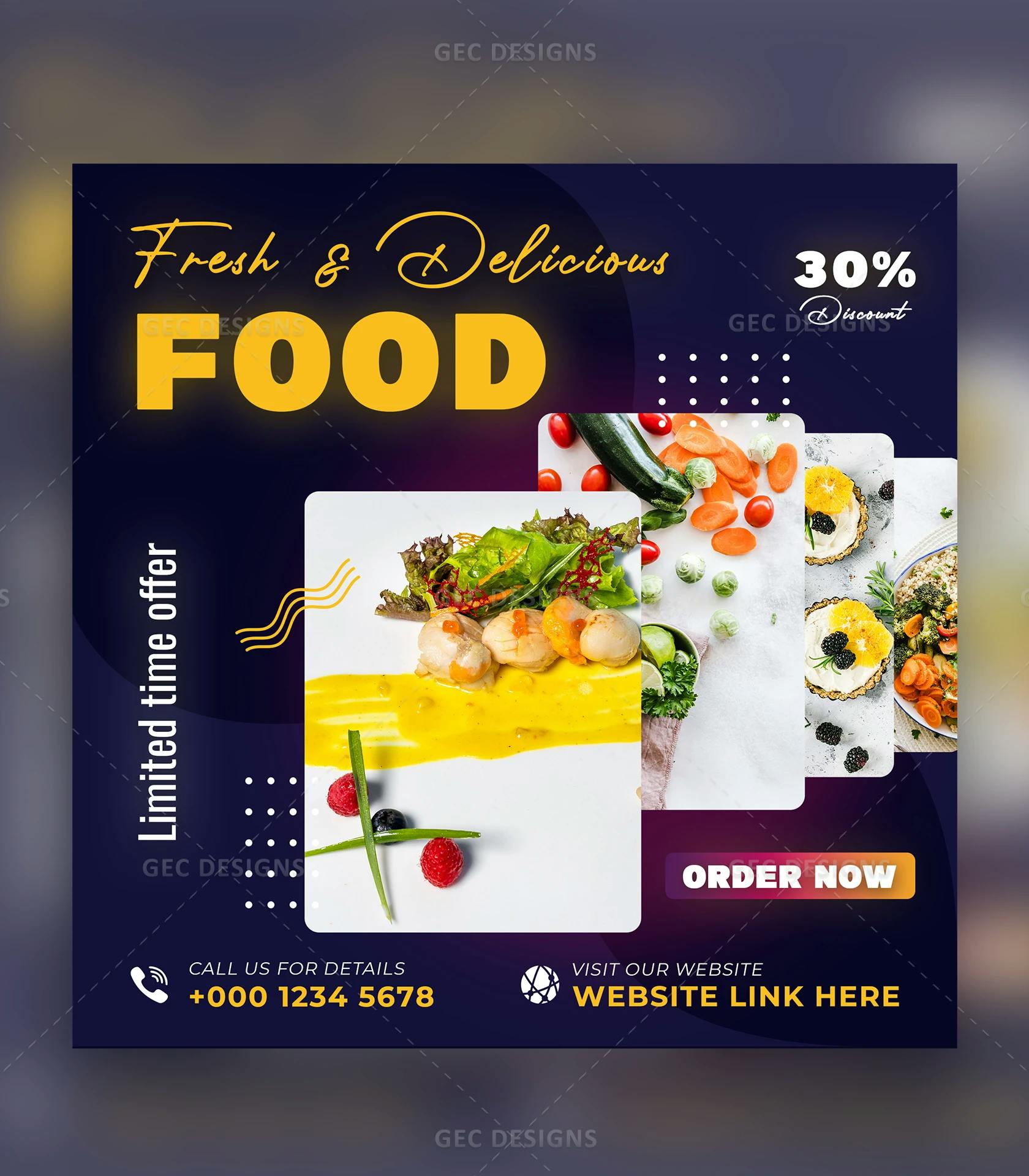 Restaurant promotion Instagram poster template