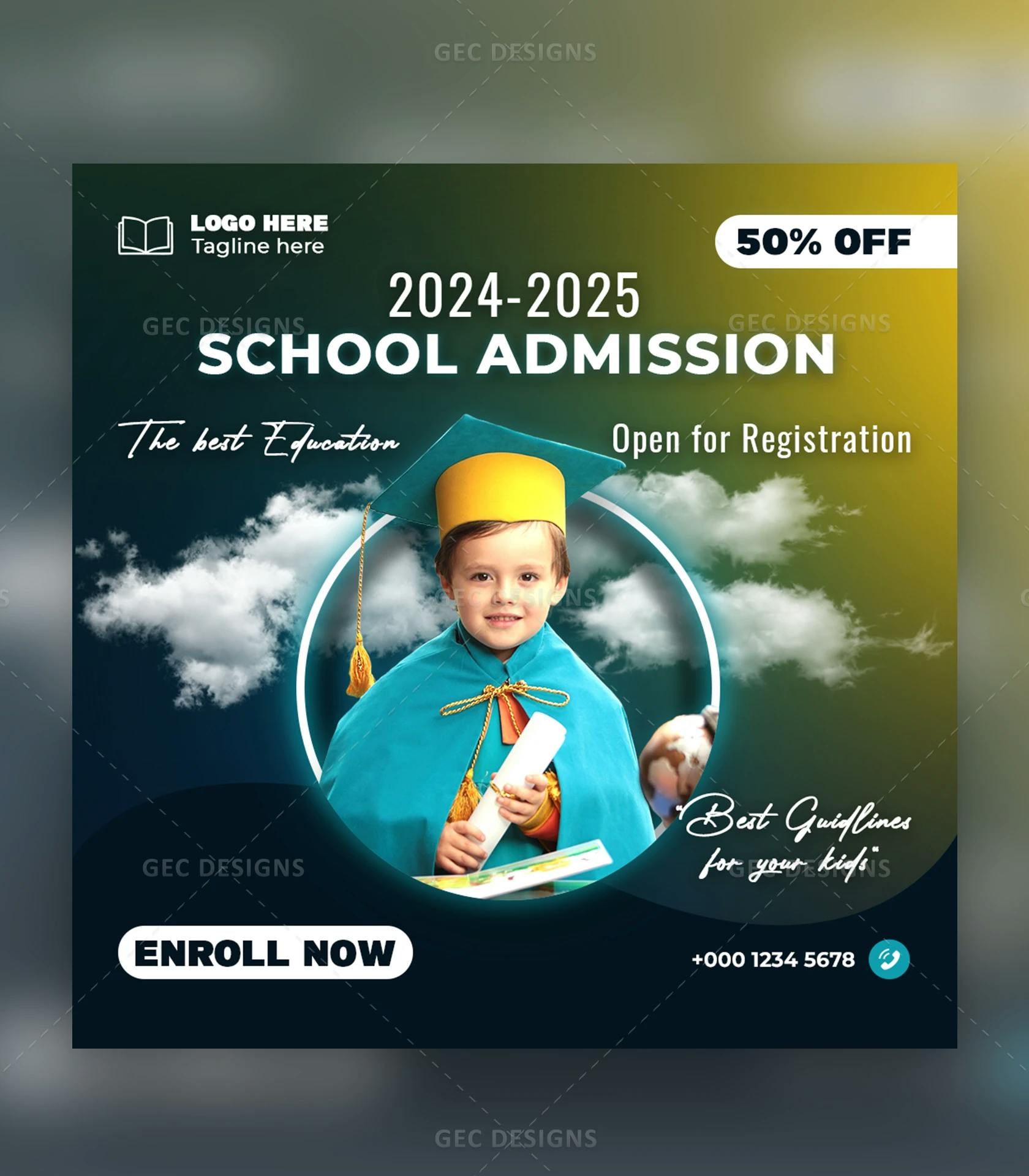 School admission advertisement Instagram poster design