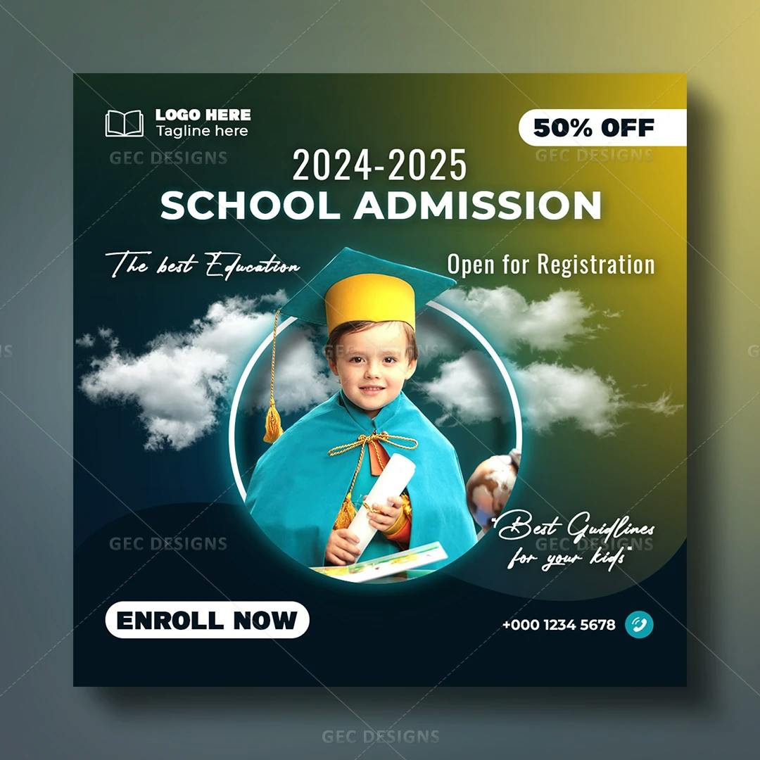 School admission advertisement Instagram poster design