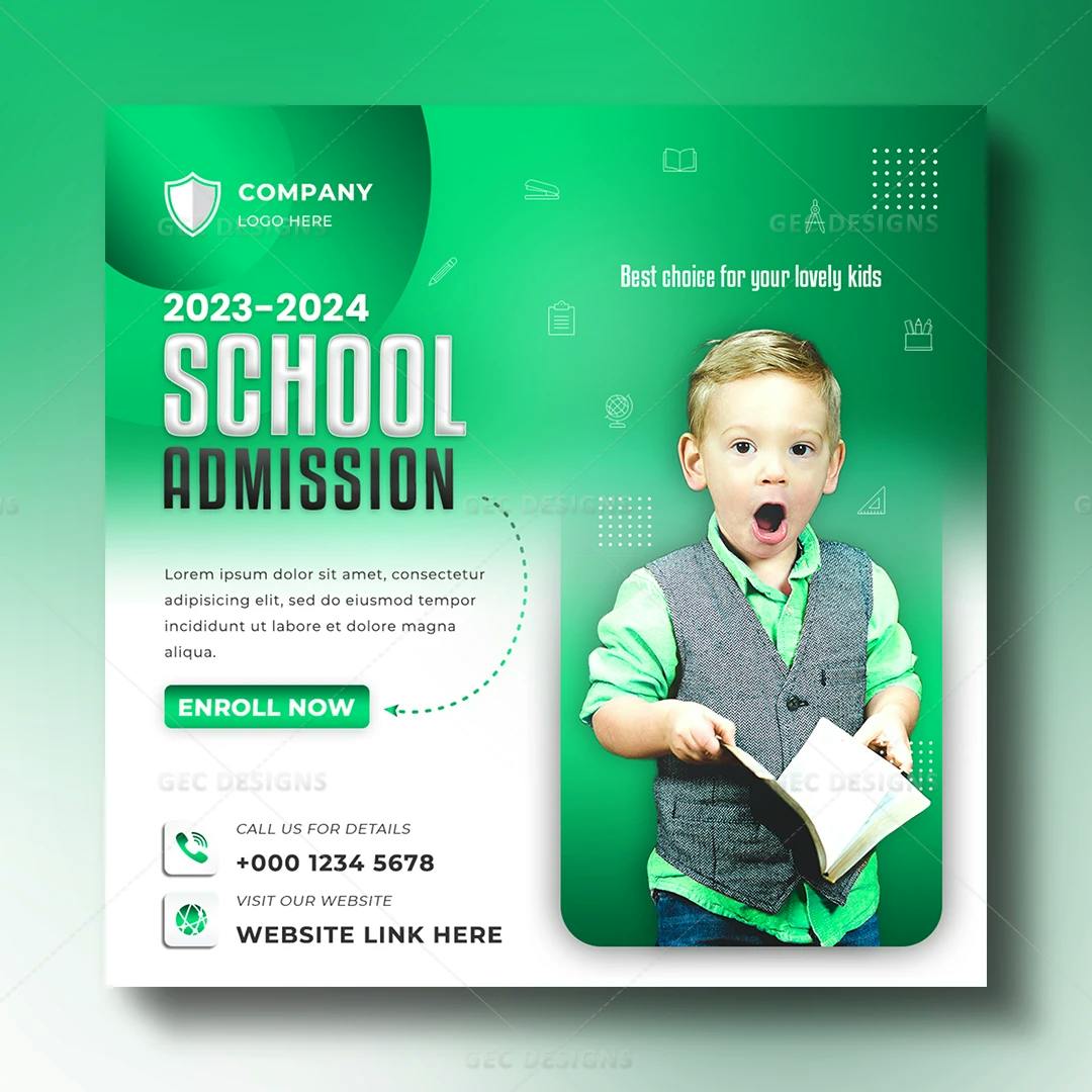 Stand Out on Social Media with School Admission Promotion Poster