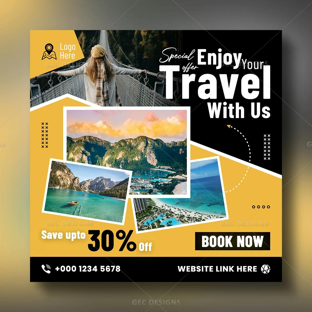 Travel agency's tour package promo Instagram poster template