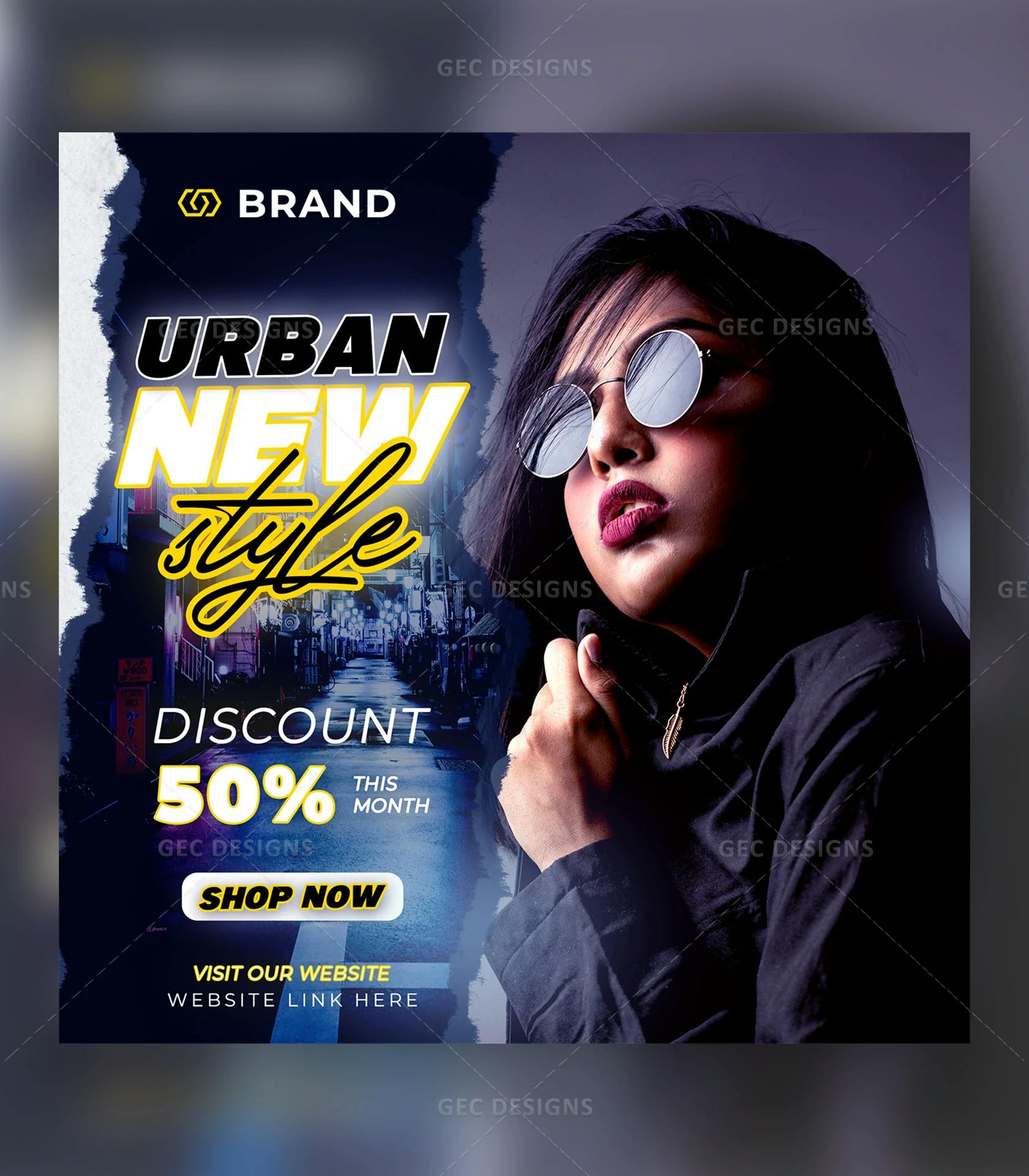 Urban new style fashion shop Instagram poster template