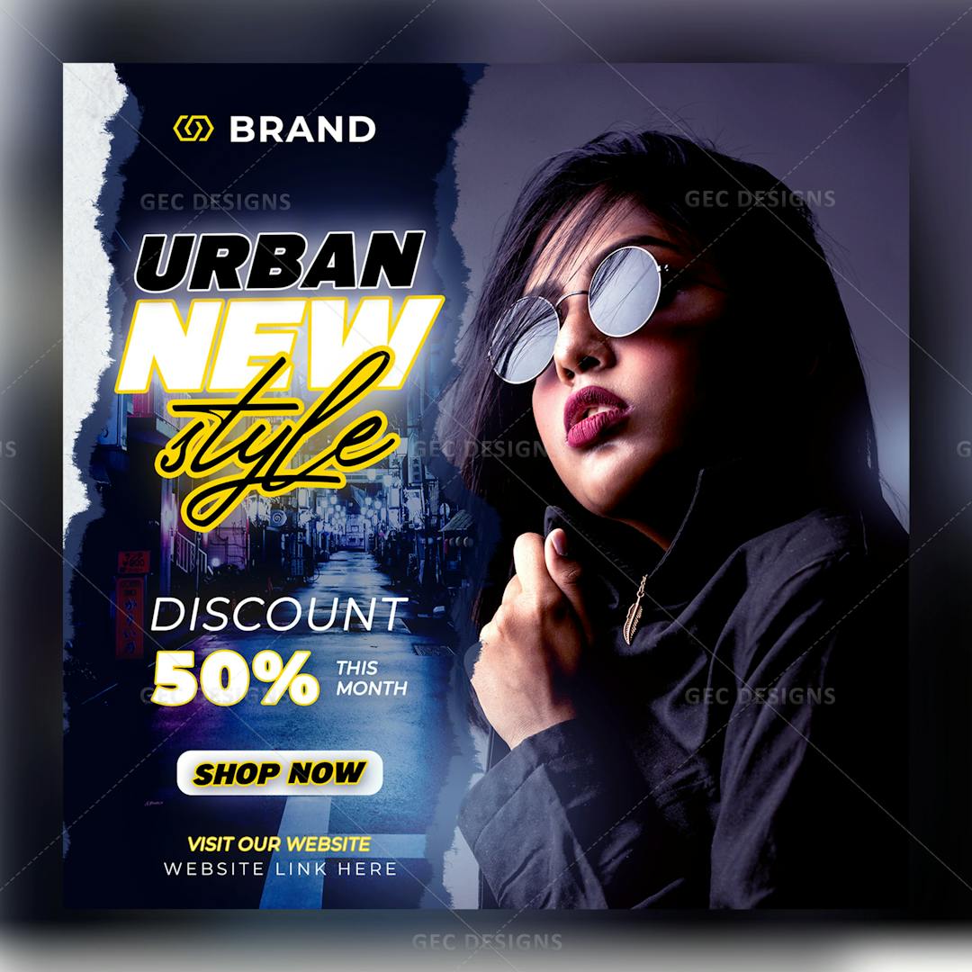 Urban new style fashion shop Instagram poster template