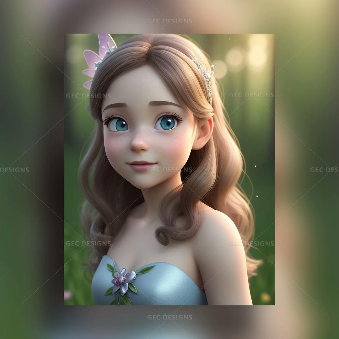 A young girl with blue eyes and long hair AI-generated image