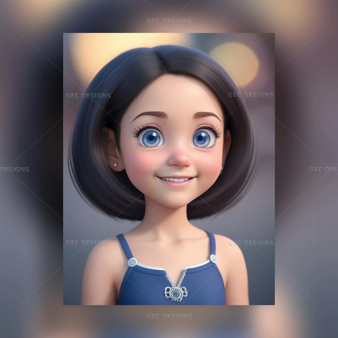 Bob cut Luna with big eyes and a smiley face AI Generated Girl Image