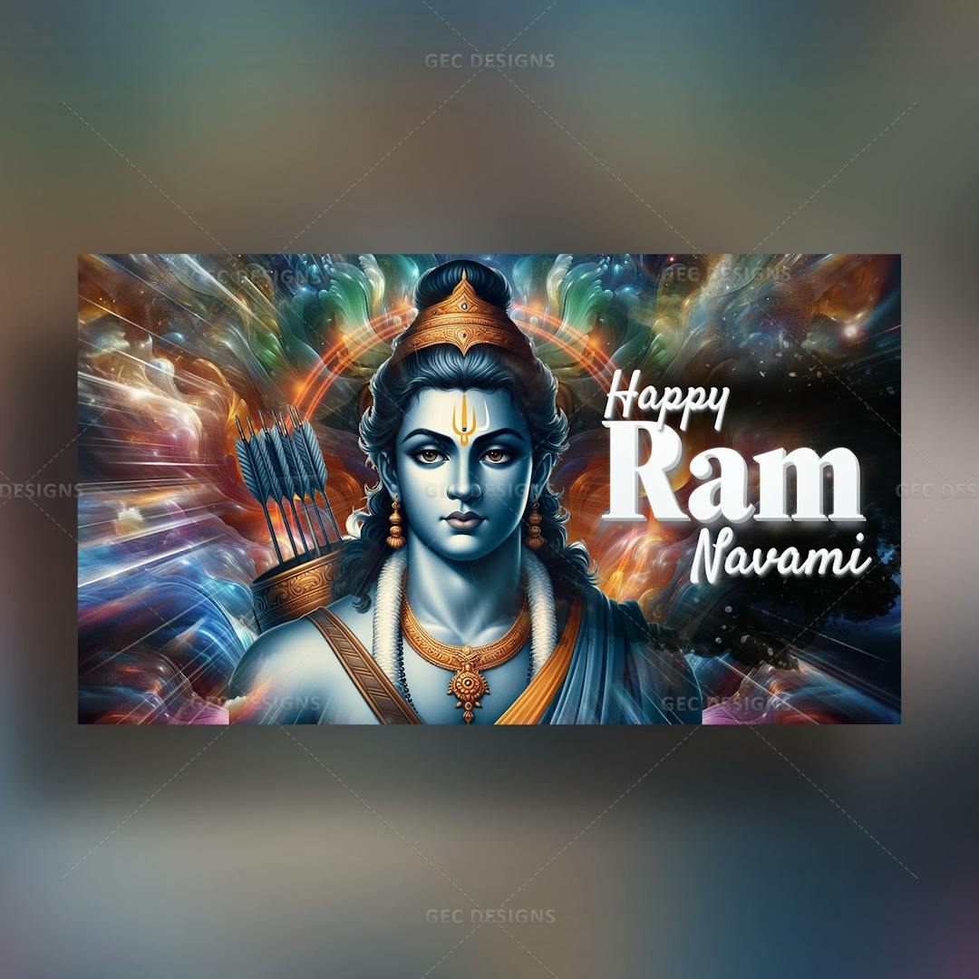 Happy Ram Navami with colorful background wallpaper
