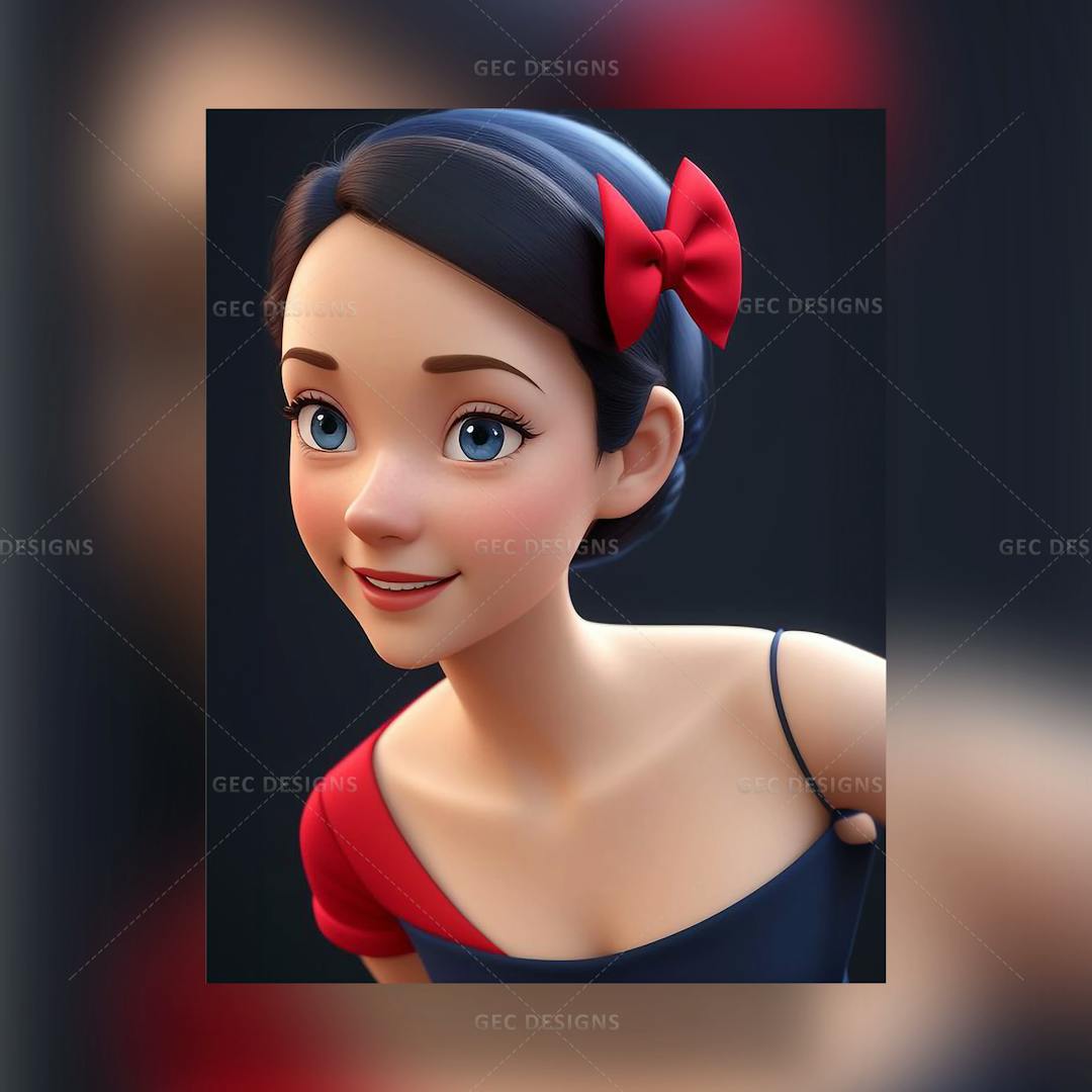 A Little girl with blue eyes and a red bow, radiating charm and innocence AI-generated image