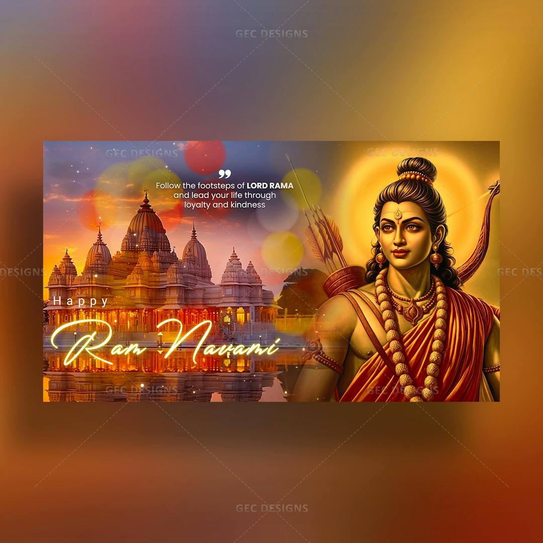 Lord Ram with bow and arrow, Ayodhya Ram mandir background with quote HD wallpaper