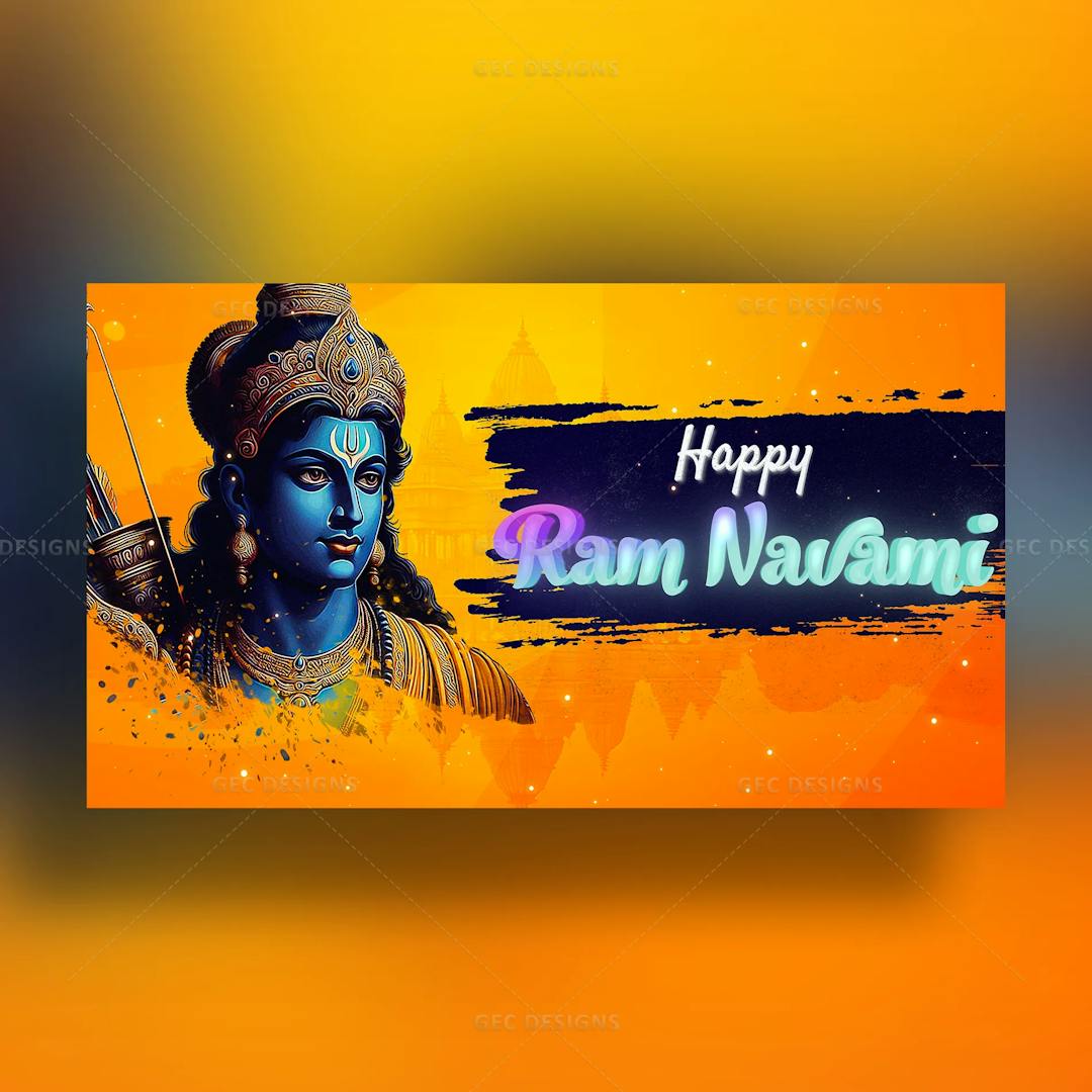 Lord Shree Ram with bow and arrow, abstract orange Rama Navami HD wallpaper