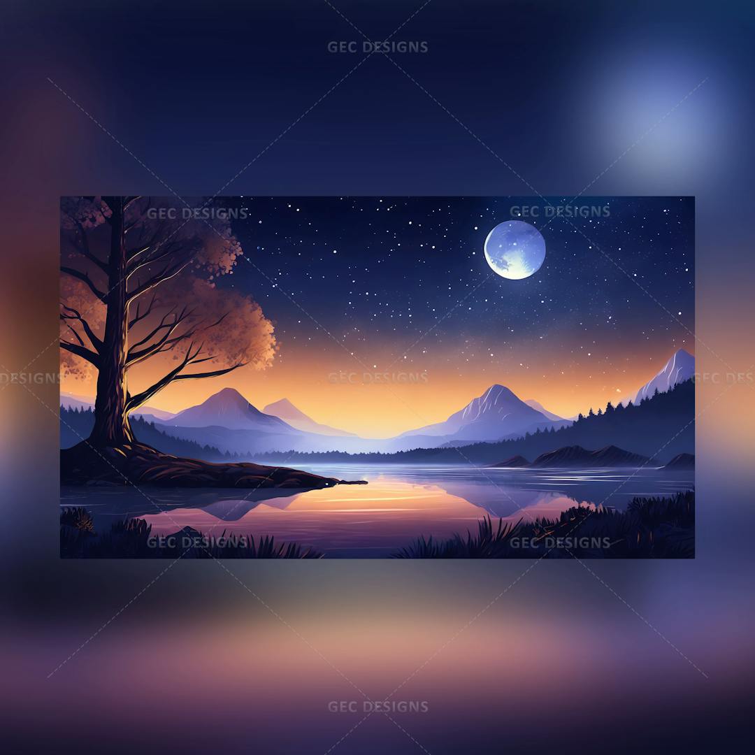Starry night sky, reflection Background HD Wallpaper