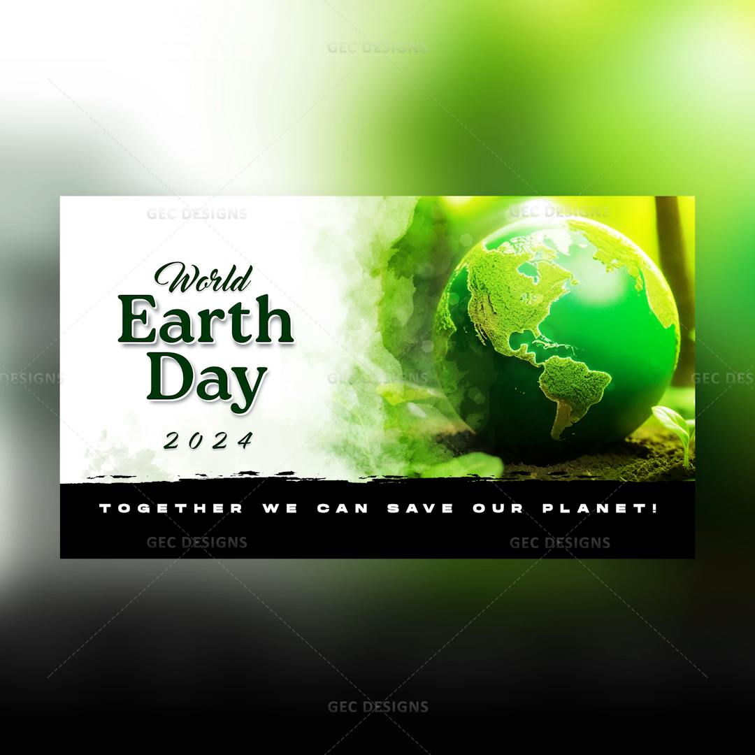 World Earth Day theme wallpaper with a green globe on nourishing soil