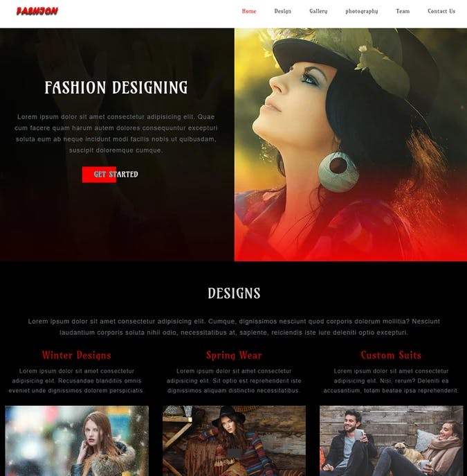 Fashion design Free Website Template