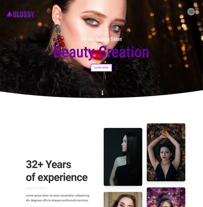 Glossy Beauty Salon website Template