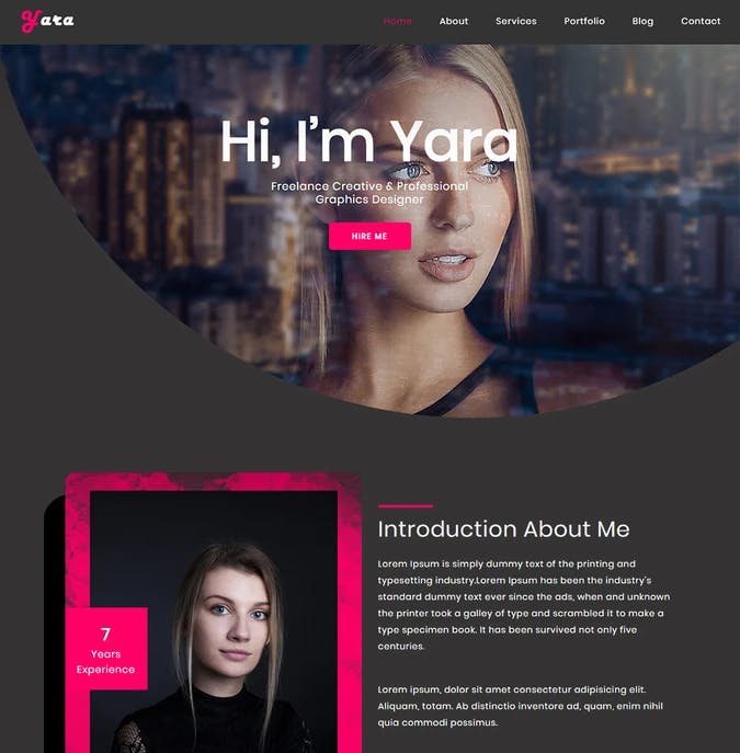 Yara personal portfolio website Template