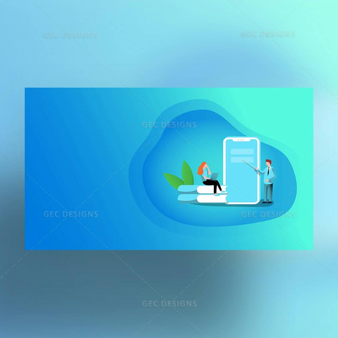 Isometric e-learning background template