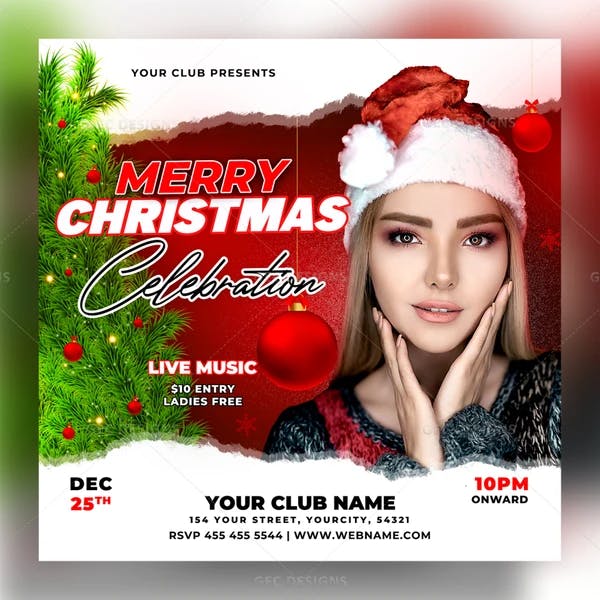 Club event Christmas party flyer template