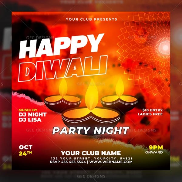 Diwali celebration party poster design
