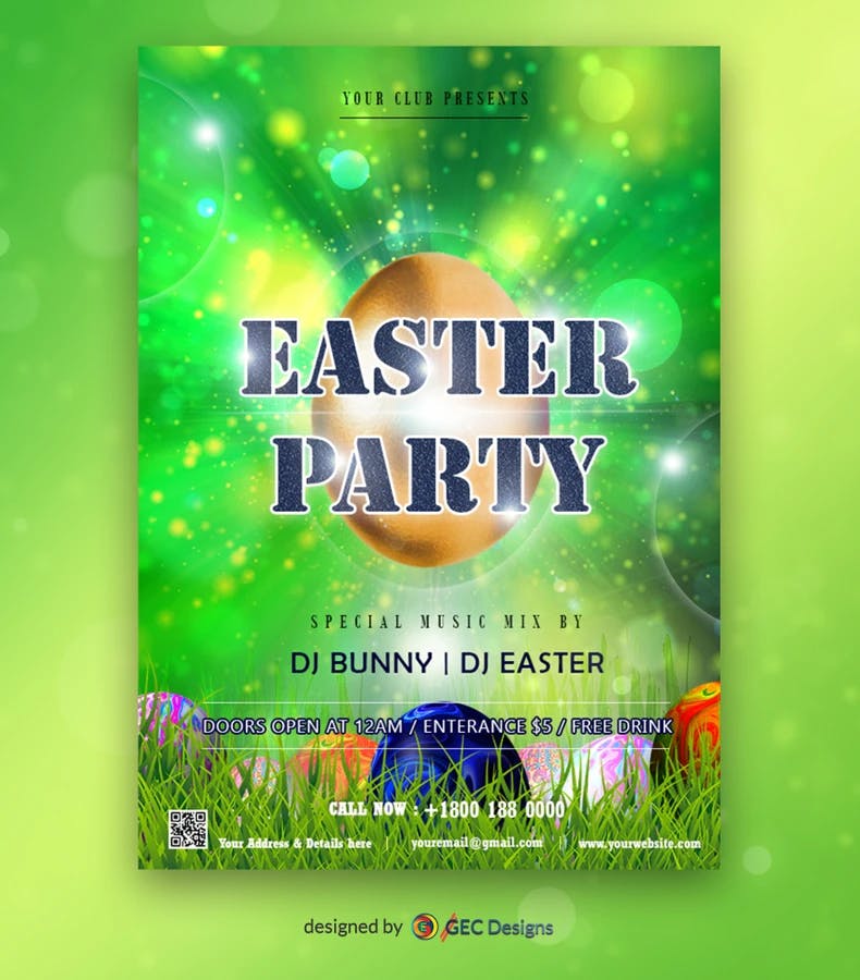 Easter party flyer template