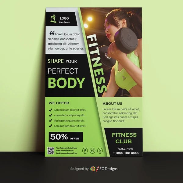 Fitness Club Gym Flyer Template