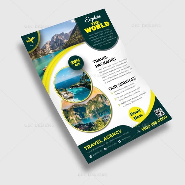 Holiday travel packages promotional agency flyer template