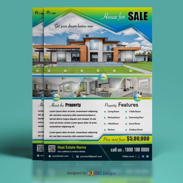 Real estate business promotion flyer design template