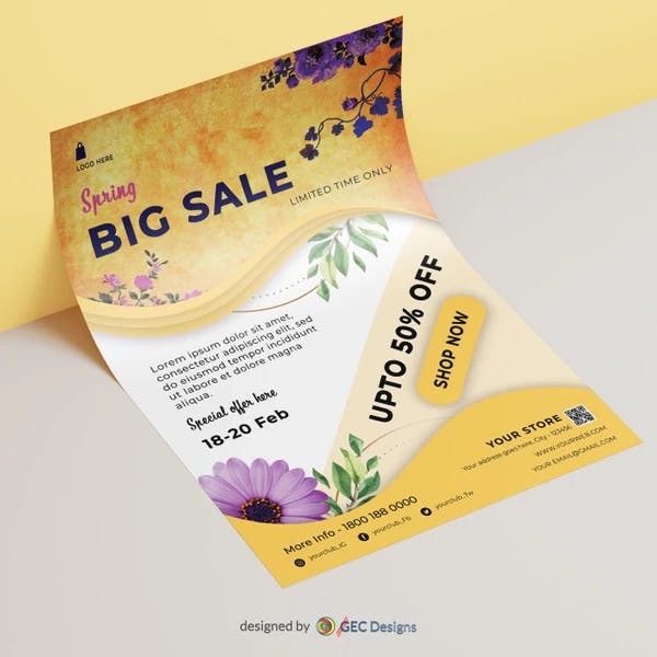 Spring Big sale promotion flyer template