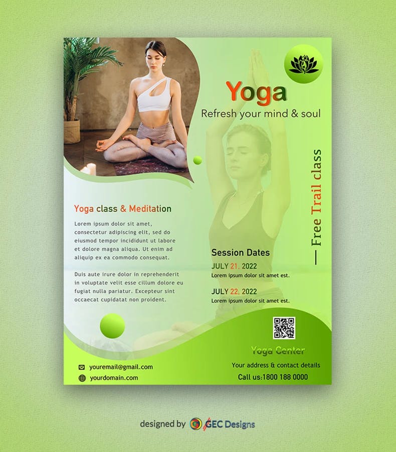 Yoga and Fitness training flyer template